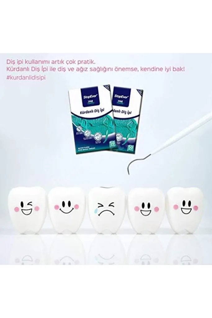 TTKTEKNOLOJİ StopEver Well Tooth Kürdanlı Diş İpi 3'lü Paket | Nane Aromalı | 150 Adet (3 x 50) | Di
