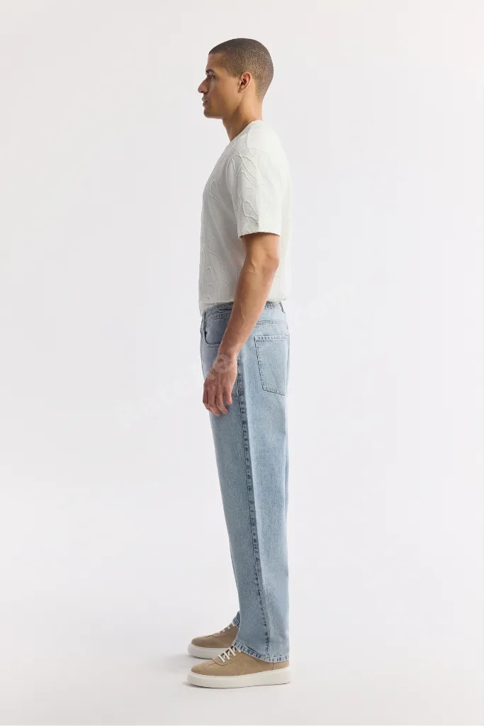Erkek Açık Mavi %100 Pamuk Tokyo Straight Fit Jean Pantolon A51Y3546