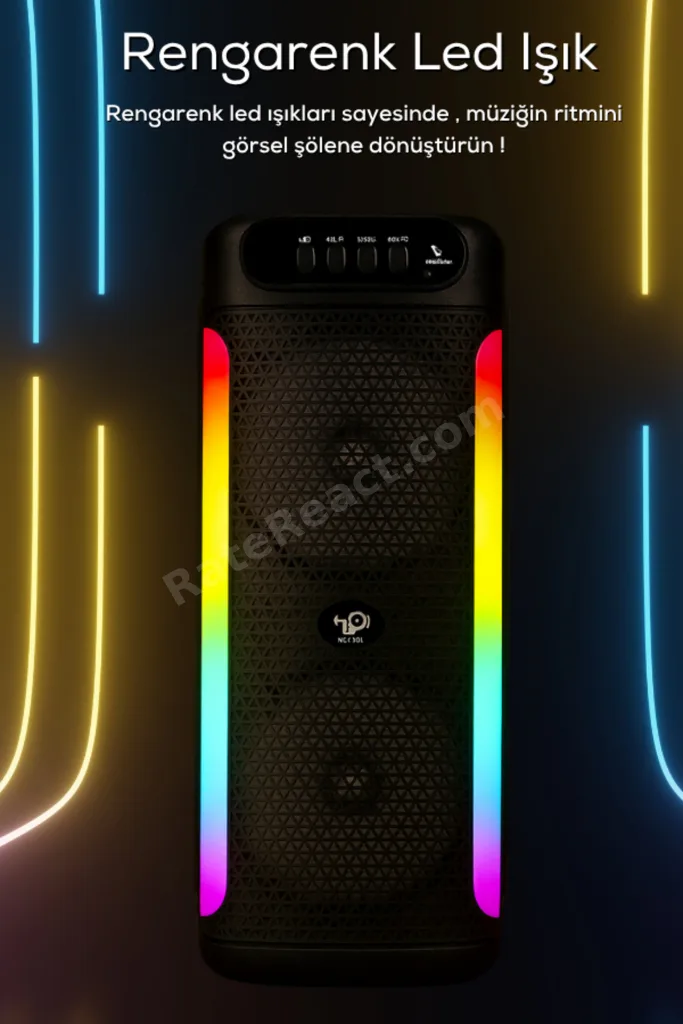 Bluetooth Hoparlör Parti Hoparlörü Işıklı Ses Bombası Radyo Usb Tf Kart Girişli
