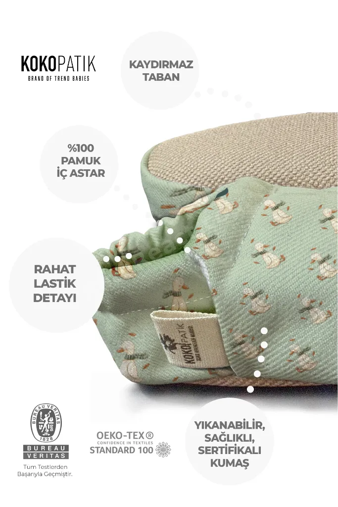 Üşütük Desen Patik-Organik Pamuk Bebek Patiği, Kaydırmaz Taban, Yenidoğan Patik
