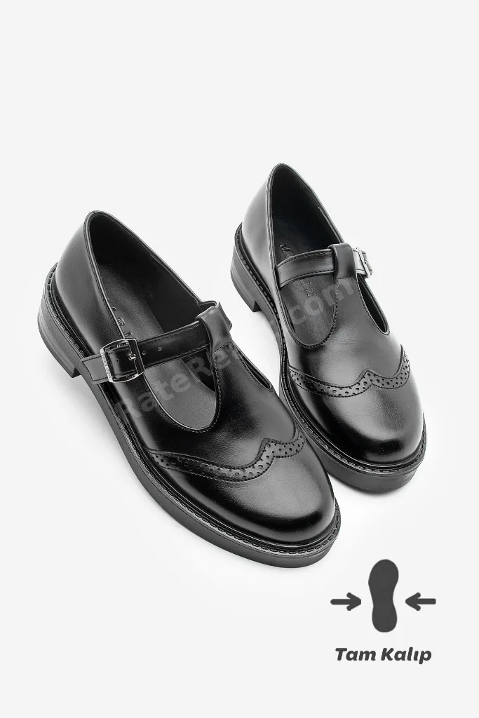 Kadın Loafer Çift Yüzlü Bantlı Günlük Ayakkabı Titra Siyah