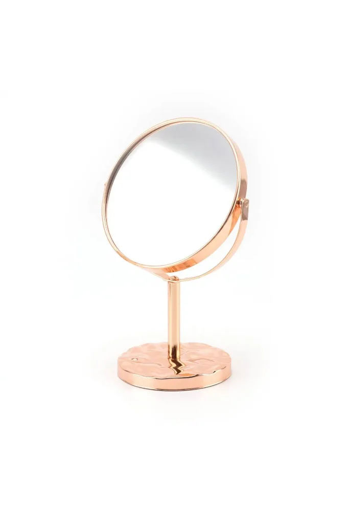 ROSE GOLD 360° Döner Ayaklı Masa Üstü Makyaj Aynası – Çift Taraflı ve Şık Tasarım 32X16 CM