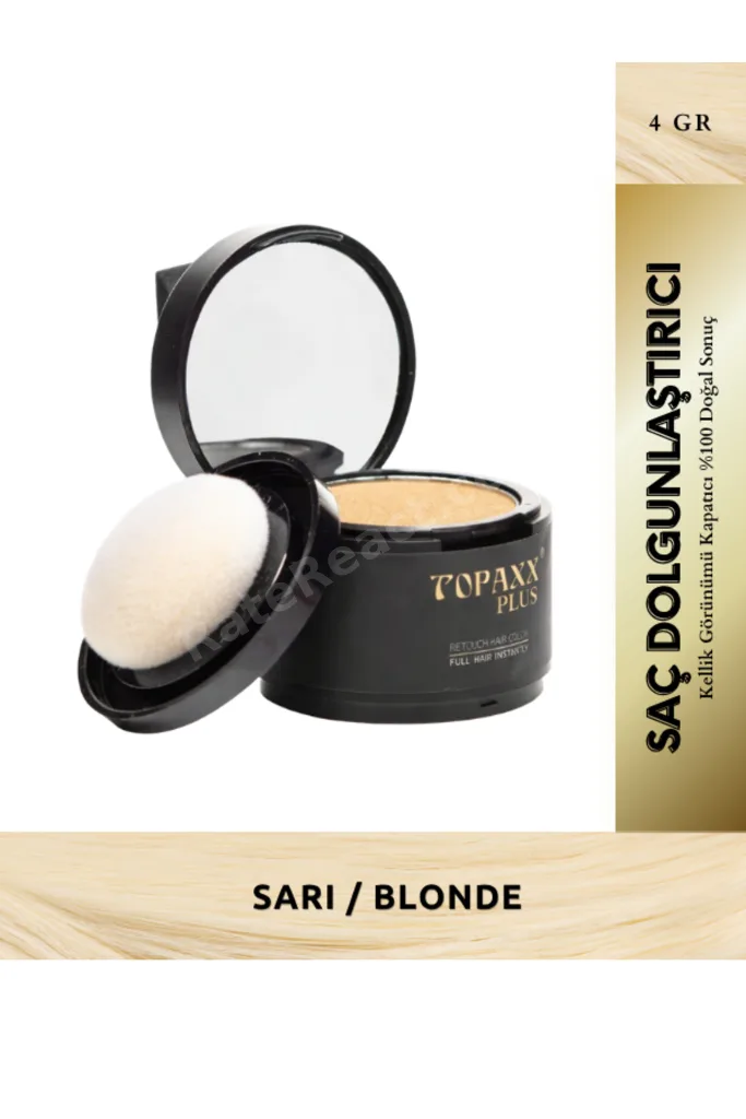 Sarı/Blonde Suya Dayanıklı Saç Dolgunlaştırıcı Seyrek Kapatıcı Saç Pudrası 4gr