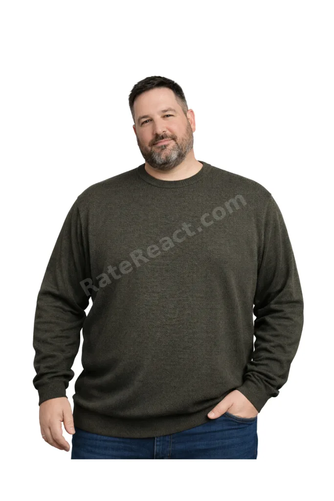 Erkek Büyük Beden Haki Bisiklet Yaka Triko Kazak 5XL-6XL-7XL-8XL
