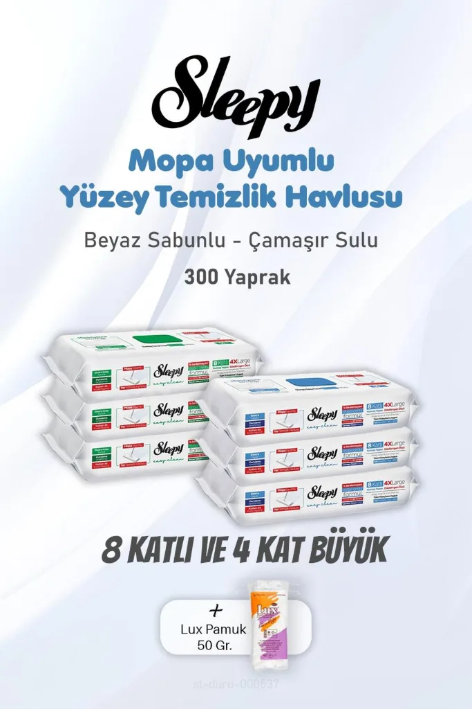 Yüzey Temizlik Havlusu 8 Katlı 4 X Large 300 Yaprak ve Pamuk