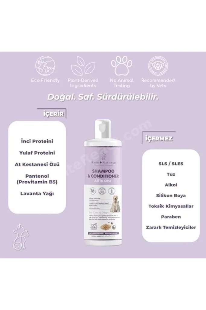 TTKTEKNOLOJİ Kahu Naturals All in One Şampuan Nemlendirici, Köpek ve Kedi, İnci ve Yulaf Proteini, A