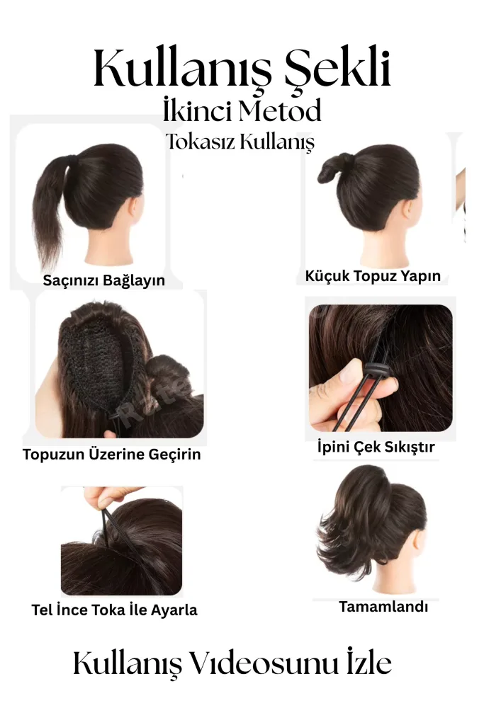 Tokalı At Kuyruğu 7 Deyişik Renk 120 Gram 30 Cm Saçlı Toka Tokalı Saç