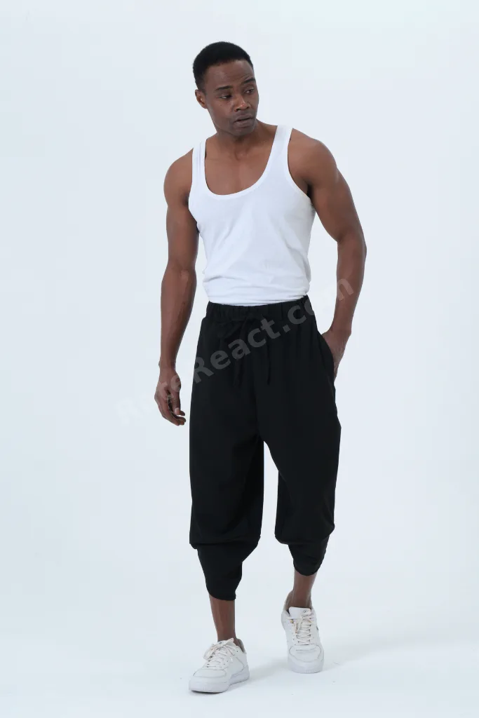 Bağcıklı Tüm Sezonlar İçin Unisex Siyah Şalvar 2XS-10XL