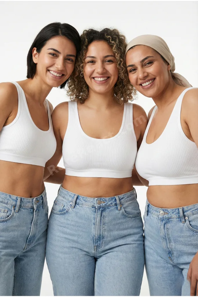 3'lü Paket Fitilli Örme Büstiyer Kalın Askılı Çıkarılabilir Pedli Toparlayıcı Crop Atlet