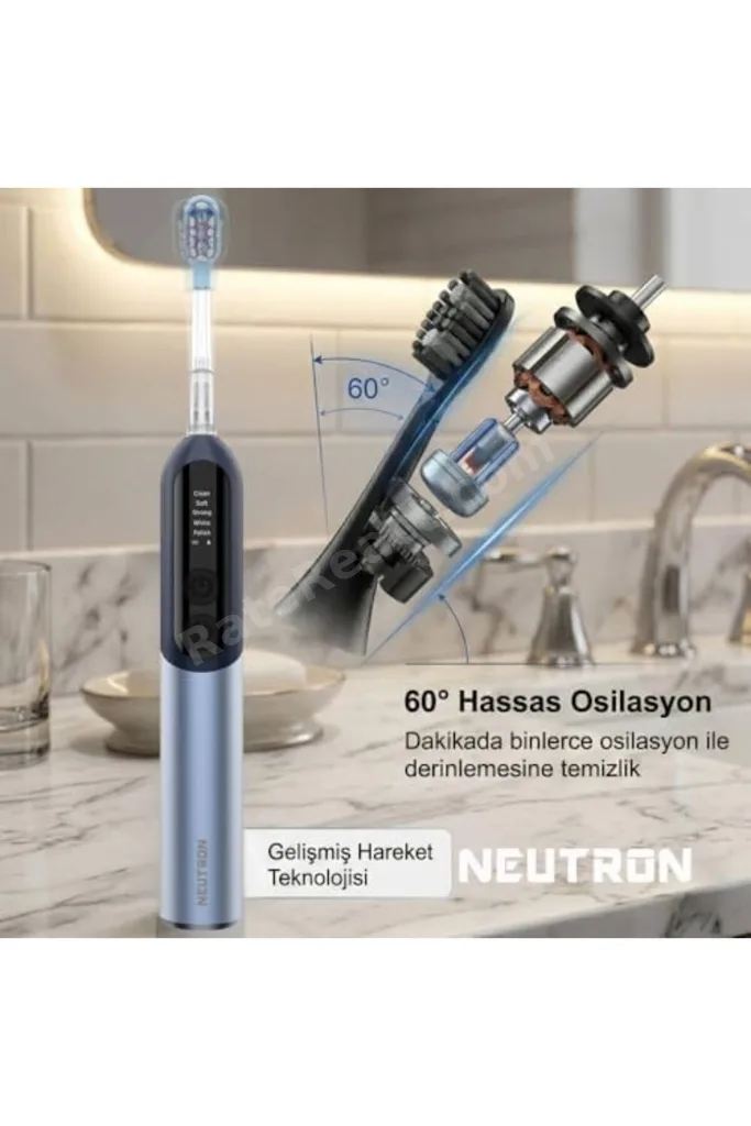 TTKTEKNOLOJİ NTL-TB-12PB OTOMATİK, ŞARJLI, SONİK DİŞ FIRÇASI, MAVİ, 60° HAREKETLİ BAŞLIK TTKTEKNOLOJ