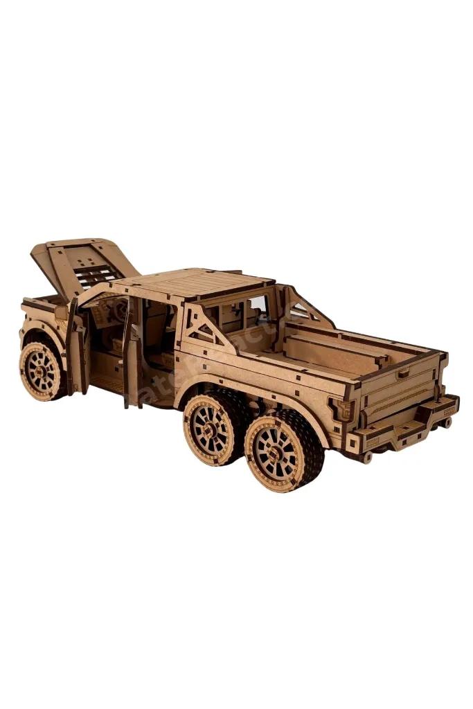 6x6 Arazi Aracı Minyatür Ahşap Maket | 3D Puzzle DIY Kendin Yap | 531 Parça Hobi Seti