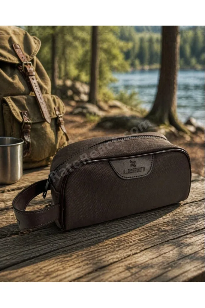 Kahverengi Deri Görünümlü Erkek Bakım Çantası – Seyahat Organizer Dopp Kit Tıraş ve Kozmetik Çantası 8376