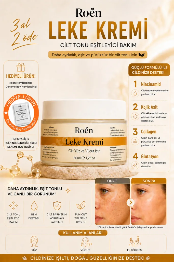 Cilt Beyazlatıcı, Leke Kremi, Kararma, Akne, Güneş Lekeleri, Glutatyonlu Beyazlatıcı Leke Krem 50ml