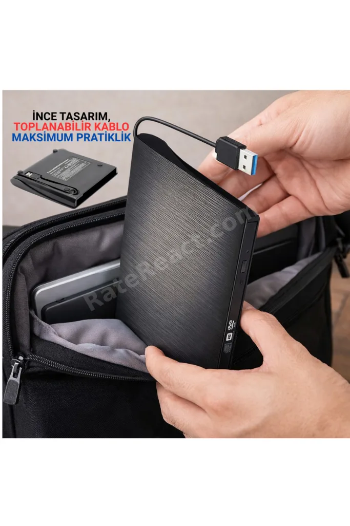 Harici DVD RW Taşınabilir Ultra İnce USB 3.0 Type-C CD/DVD Yazıcı Okuyucu