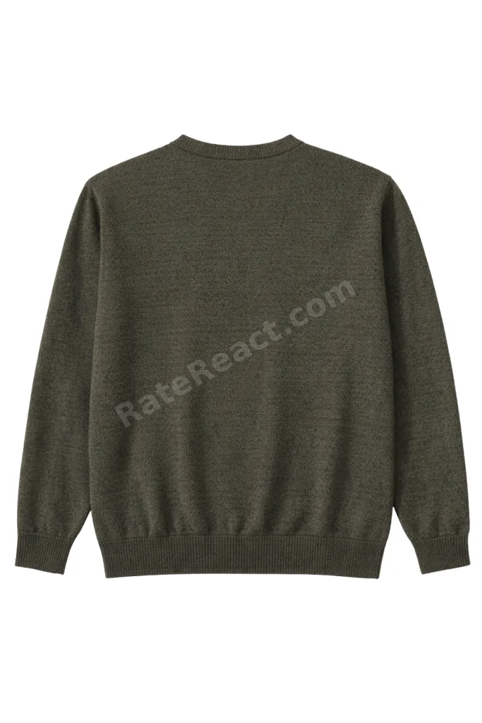 Erkek Büyük Beden Haki Bisiklet Yaka Triko Kazak 5XL-6XL-7XL-8XL