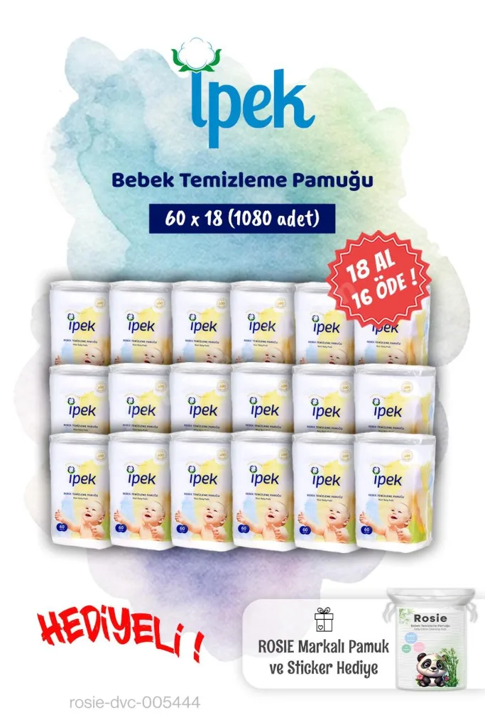 60'lı 18 AL 16 ÖDE Bebek Temizleme Pamuğu ve Rosie Pamuk hediye