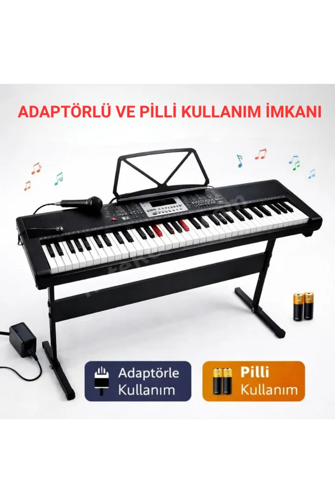 Piyano Stantlı Org Dijital Elektronik Çocuk Başlangıç Taşınabilir Mikrofonlu Kayıt Klavye