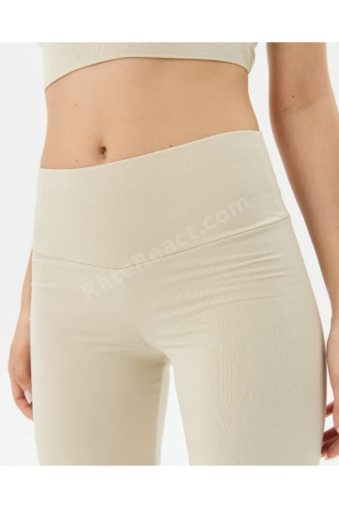 Krem Şortlu Yoga Pantolon İnce Dökümlü Yoga Pantolon