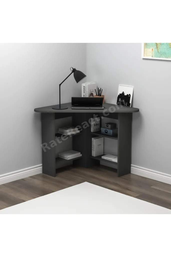 Corner Köşe Çalışma Masası Bilgisayar Masası Yer Kaplamaz Ofis Masası, Antrasit - Corner
