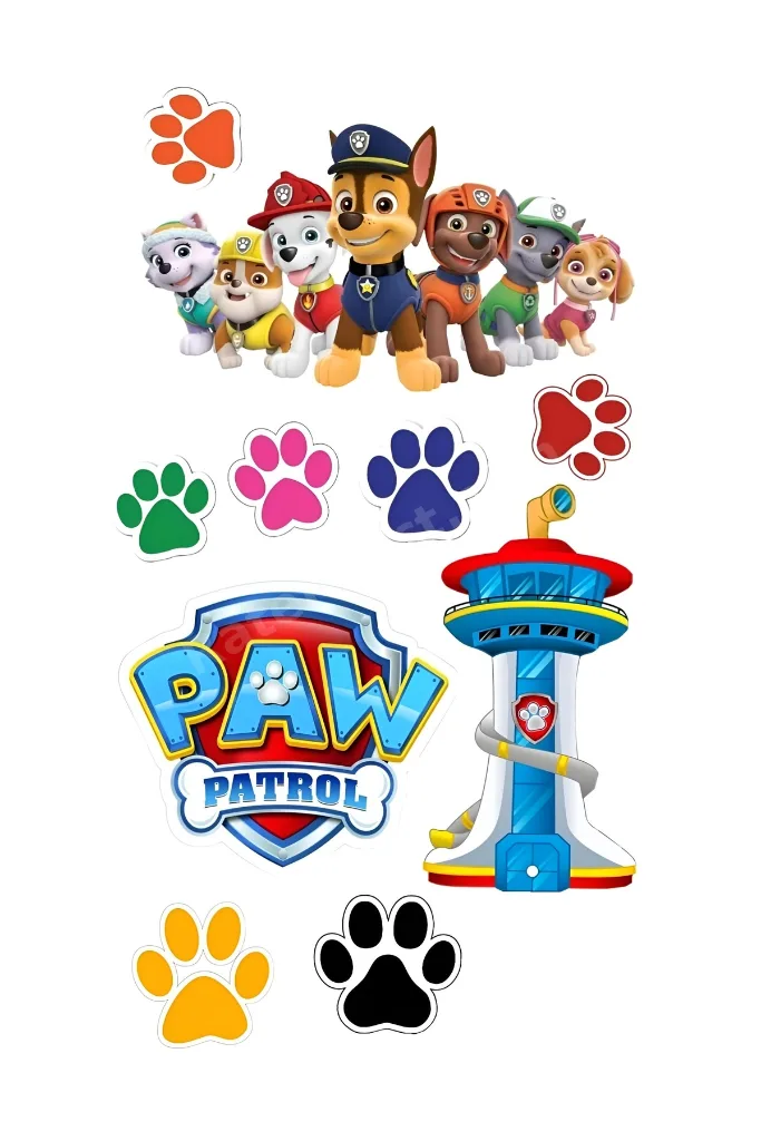PAW PATROL Yenilebilir Pasta Süsü - PAW PATROL Pasta Resmi Yenilebilir Kağıt - PAW PATROL Doğum Günü Konsepti