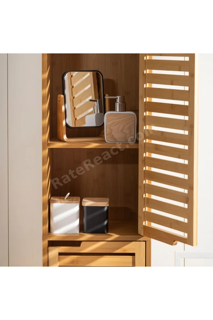 BOHO BAMBU BÜYÜTEÇLİ AYNA BEYAZ 16X5,8X21,8