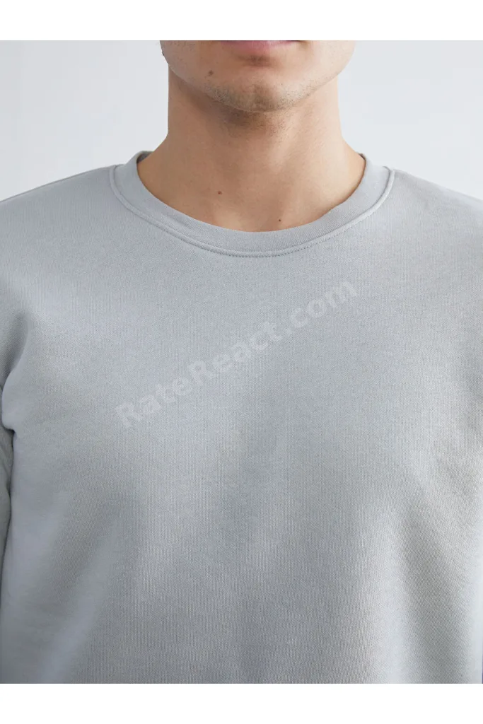 Gri Bisiklet Yaka Erkek Kalın Sweatshirt