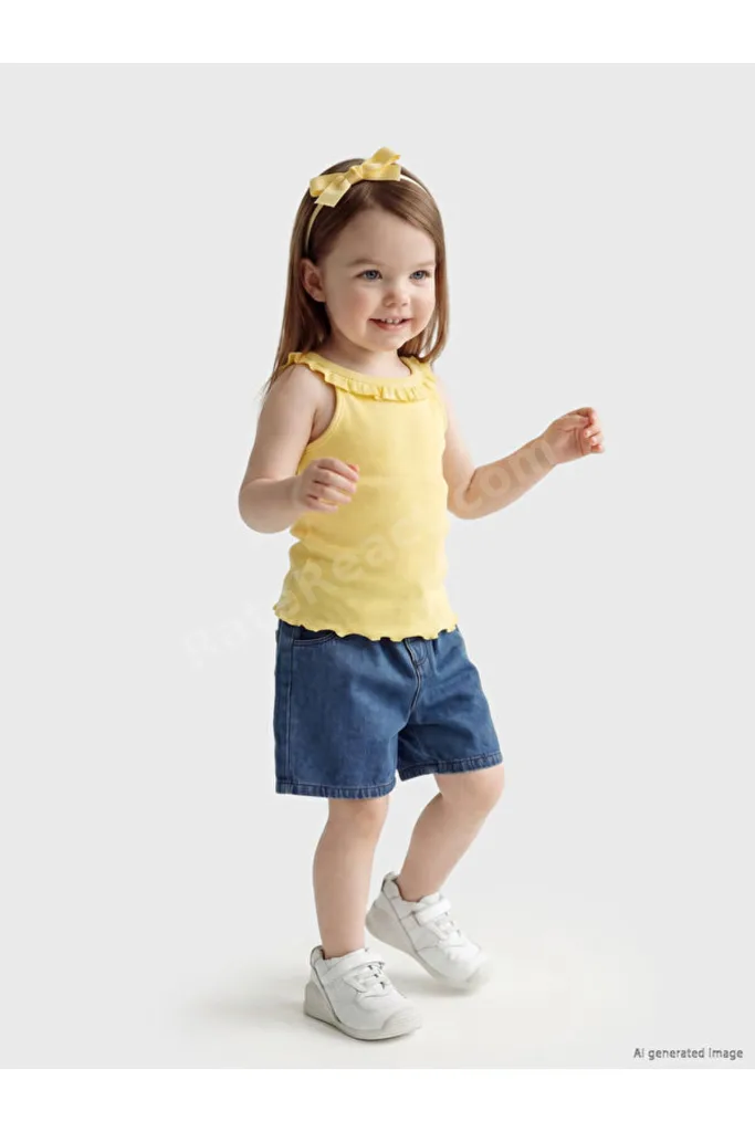Freezen Store'dan I Beli Kordonlu Kız Bebek Denim Şort