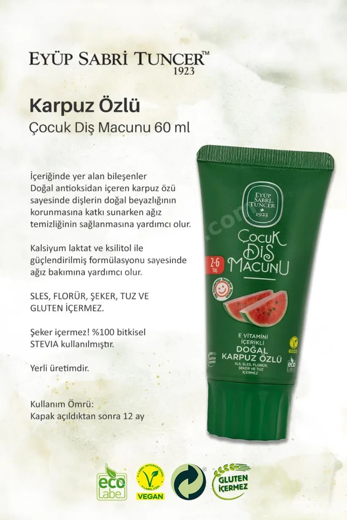 Doğal 5 Adet Karpuz Özlü Diş Macunu 60 ml, Rosie Hediye