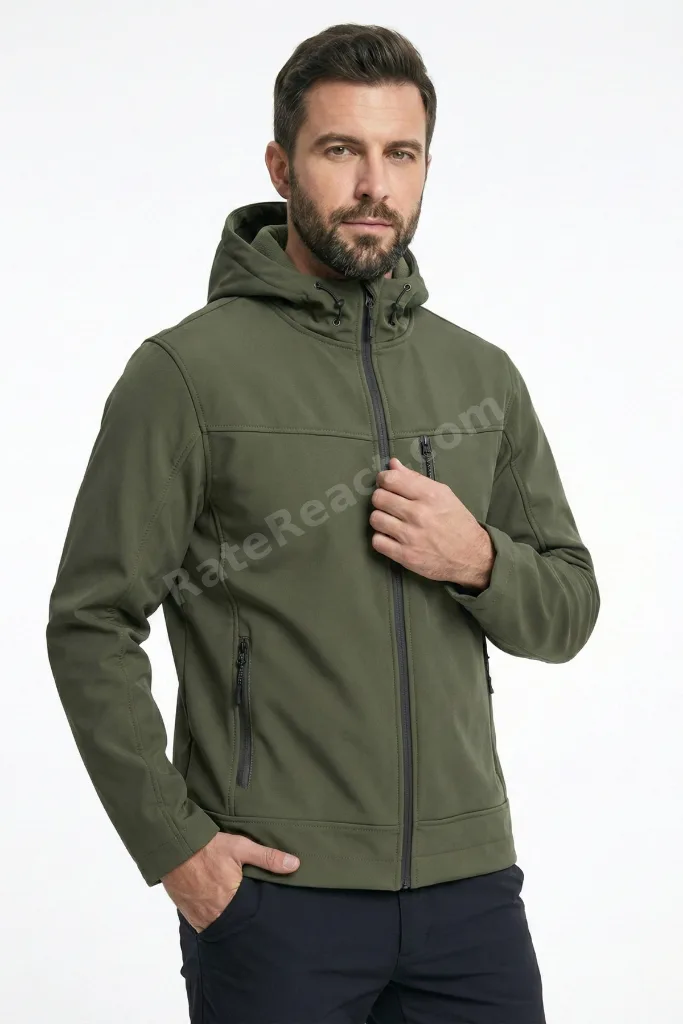 Erkek Mont İçi Polarlı Softshell Mont Su ve Rüzğar Geçirmez Kapüşonlu Spor Mont