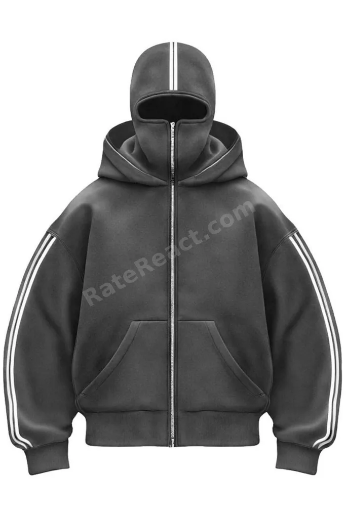 Kar Maskeli Şerit Detay Ninja Sweatshirt 3 İplik Hırka