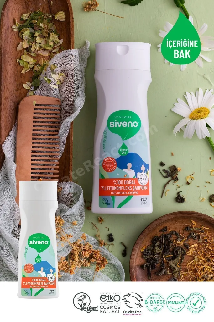 %100 Doğal Fitokompleks Şampuan 7 Bitki Yoğun Dökülme Karşıtı Dolgunlaştırıcı 300 ml X 2 Adet