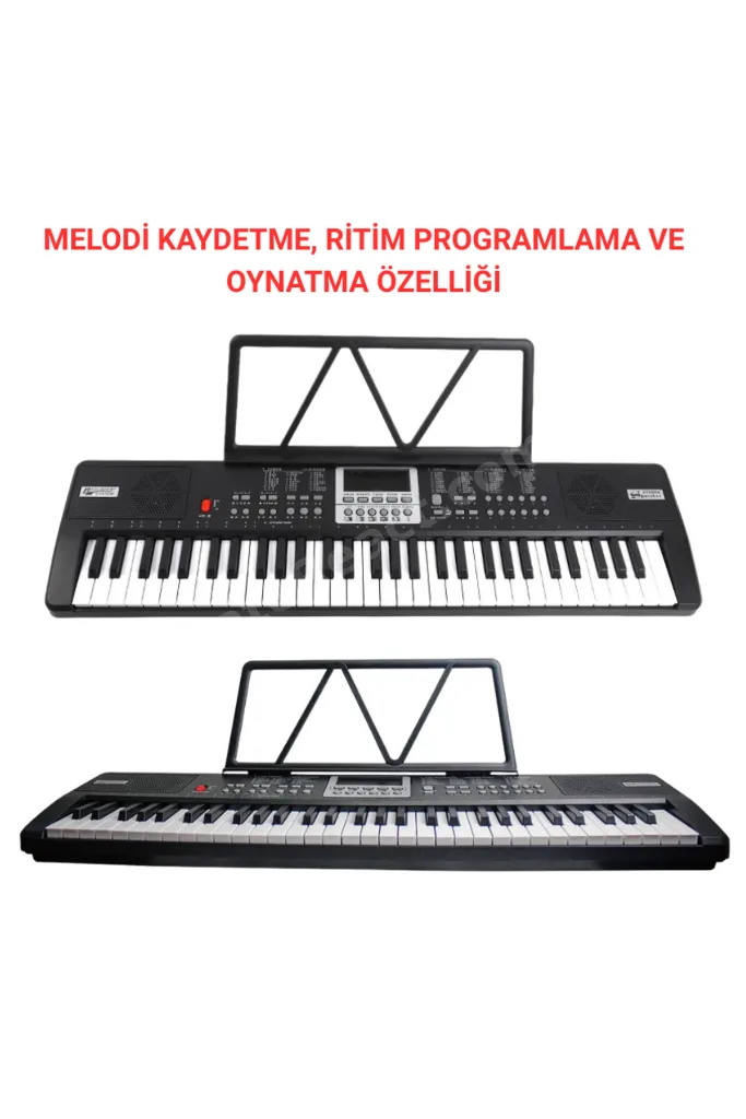 Dijital Piyano 61 Tuşlu Org Taşınabilir Demolu (Hediye Mikrofon Çanta Sticker Adaptör)