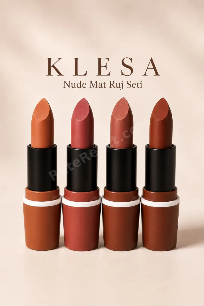 4’lü Nude Mat Ruj Seti Kahve Tonları Mat Bitişli Dudak Makyajı