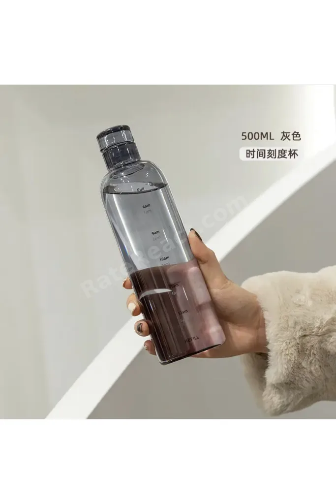 Sağlıklı Cam Su Şişesi 500ml Motivasyonlu Sızdırmaz Matara Suluk Borosilikat Cam