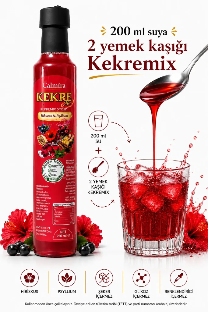 Kekremix 250 ml | Detoks Şurubu | Kekre Şurup | Hibiskus & Psyllium (Karnıyarık) içeren Şurup