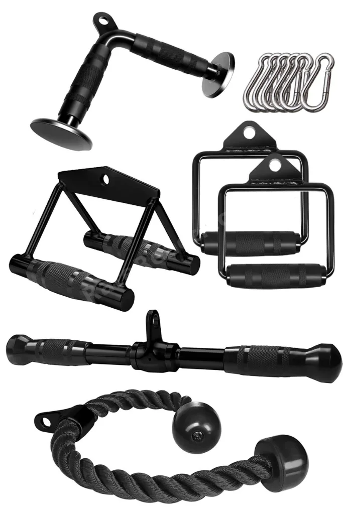 6'li Fitness Aparat Seti - Lat Pushdown - V Bar - Rowing Bar - Triceps Bar - Triceps Halatı