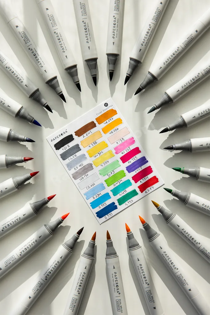 24’lü Çift Uçlu Alkol Bazlı Marker Kalem Seti – Brush + Chisel
