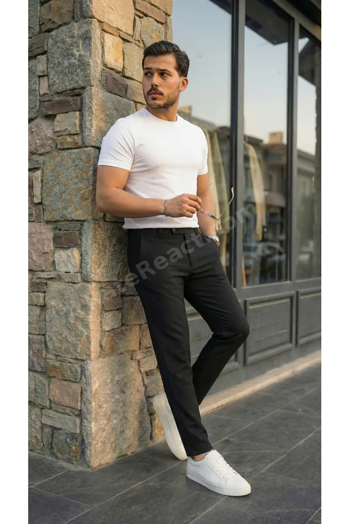Erkek Şık ve Rahat Kumaş Pantolon – Siyah