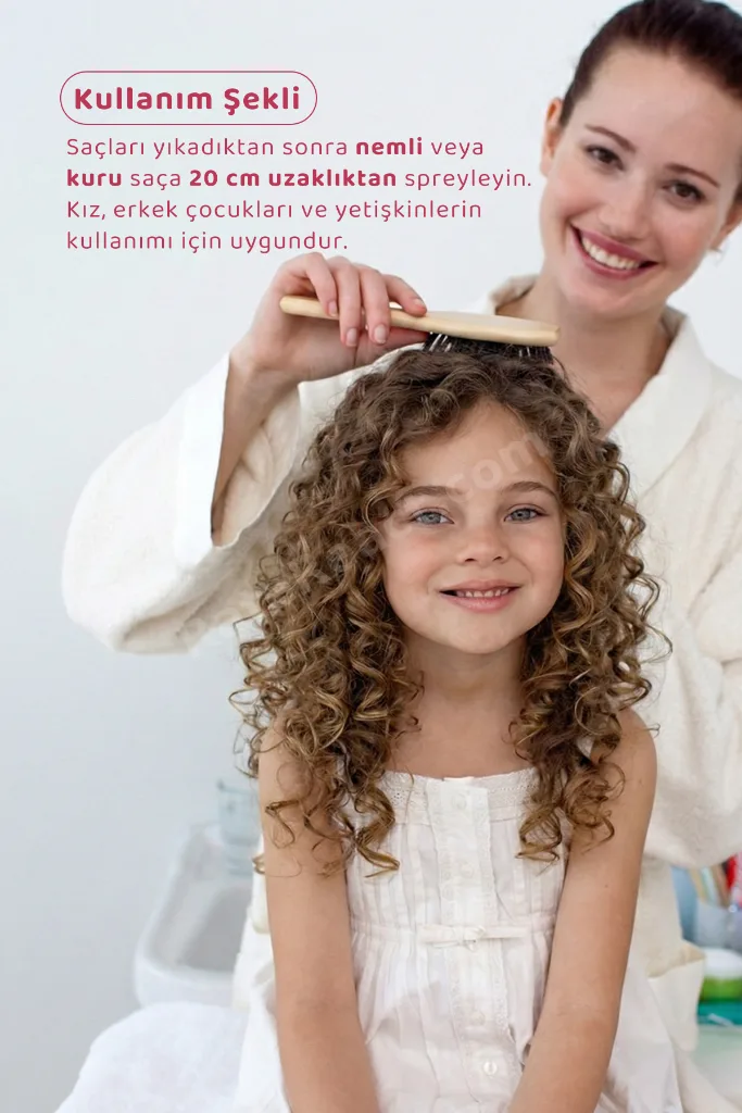 %100 Organik Vegan Kolay Saç Tarama Spreyi Çocuklar İçin Nemlendirici Lavanta Papatya Özlü 200ML