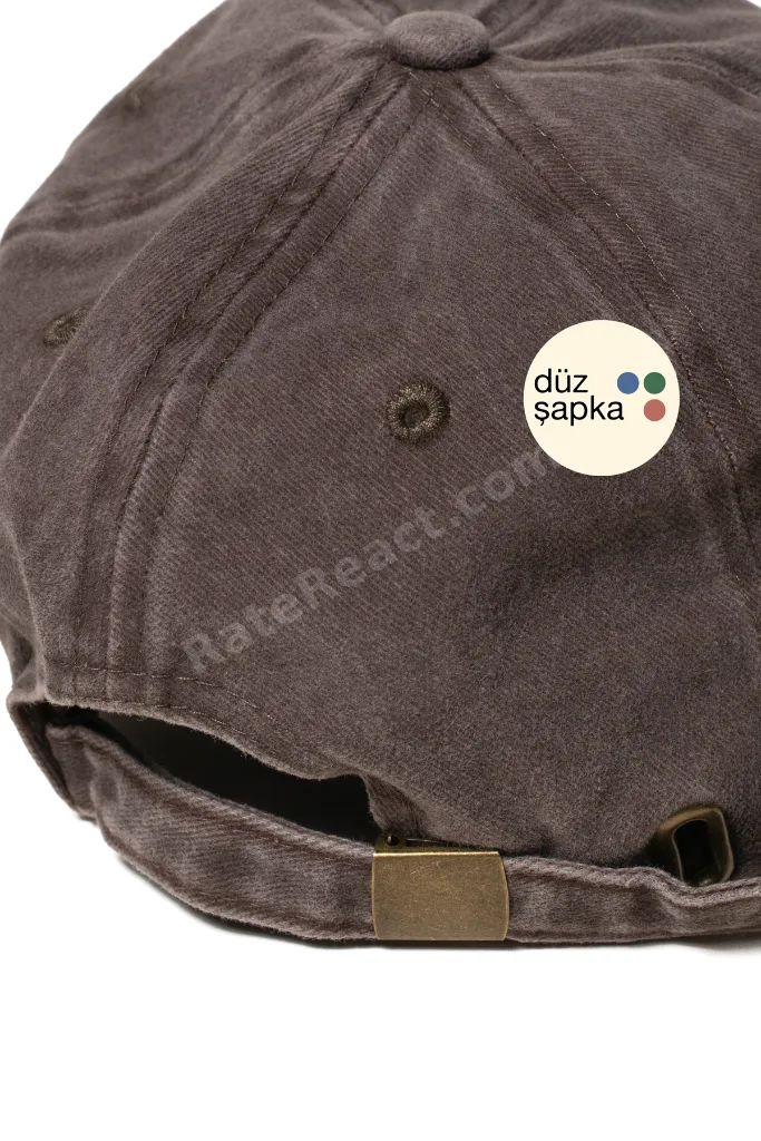 Düz Şapka | Kahverengi Yıkamalı Kep Şapka - Minimalist, Logosuz ve Yazısız