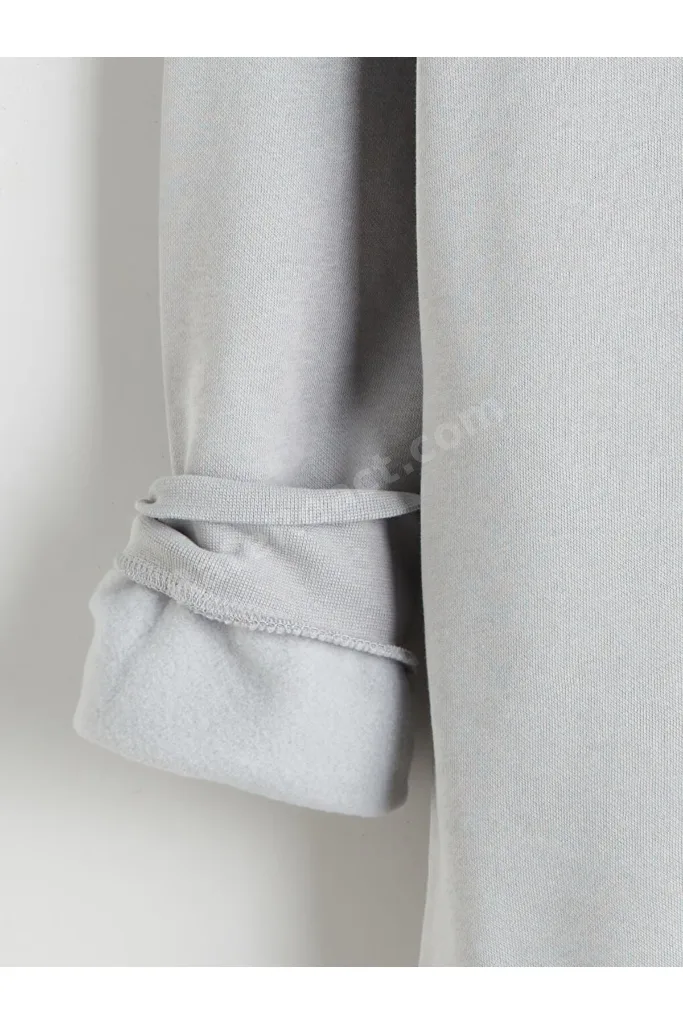 Gri Bisiklet Yaka Erkek Kalın Sweatshirt