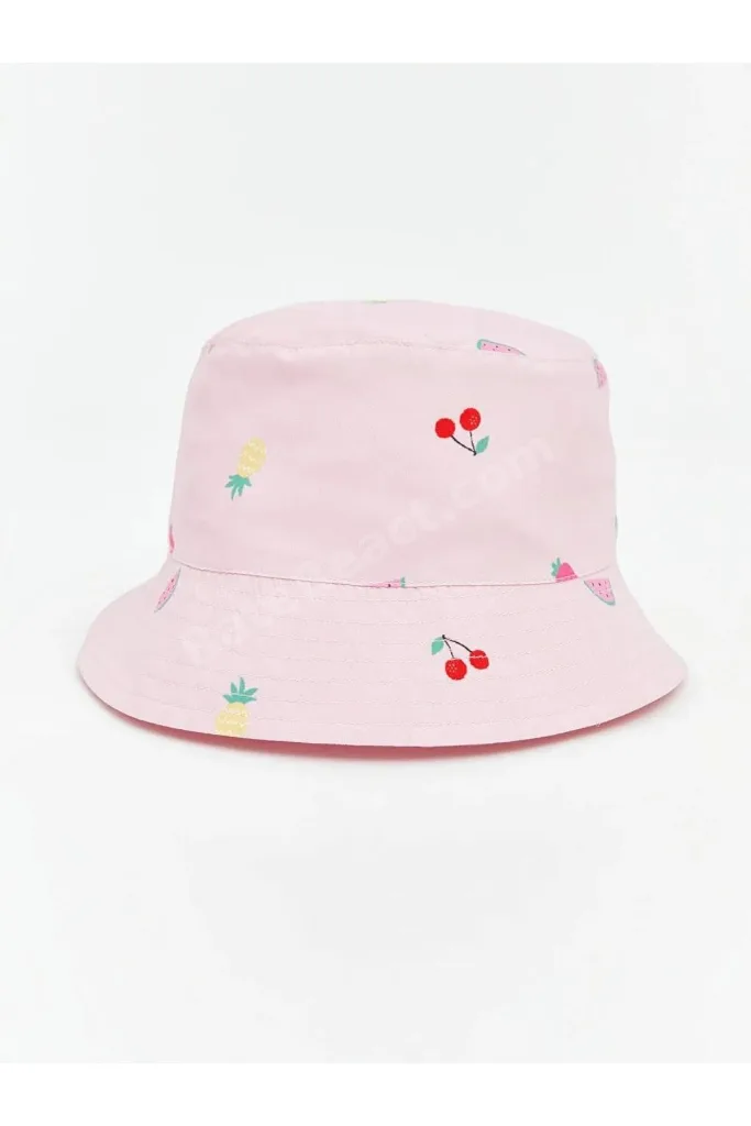 Kiraz Desenli Kız Bebek Bucket Şapka (S6)