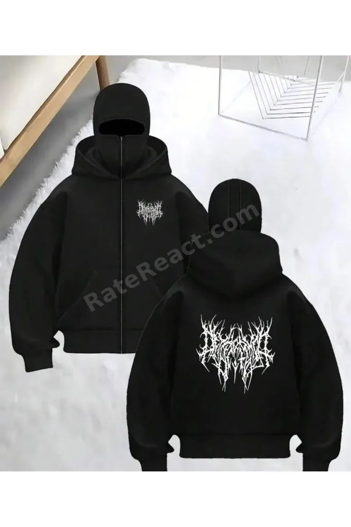 Büyük Beden Uzun Boy Karışık Yüz ve Baş Örtüsü Kar maskesi, Kadın Çift Kapüşonlu Fermuarlı Cepli Hoodie, Güz/Kış/Bahar Günlük Siyah