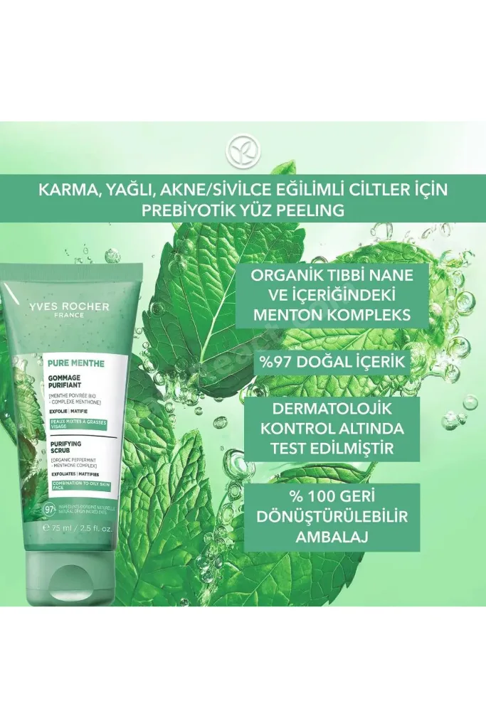 Yüz Peelingi-Karma,Yağlı, Eğilimli Cilt-Pure Menthe Arındırıcı Botanik Kompleks