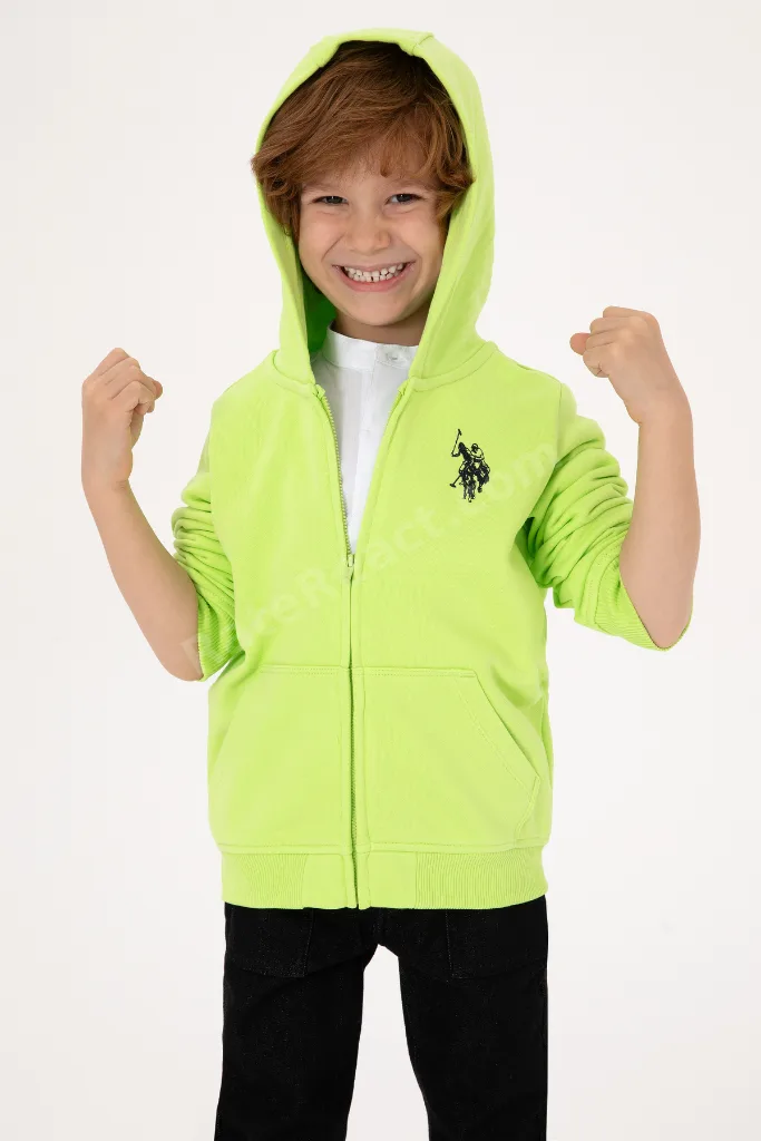 Erkek Çocuk Yeşil Fermuarlı Kapüşonlu Sweatshirt 50316706-VR020