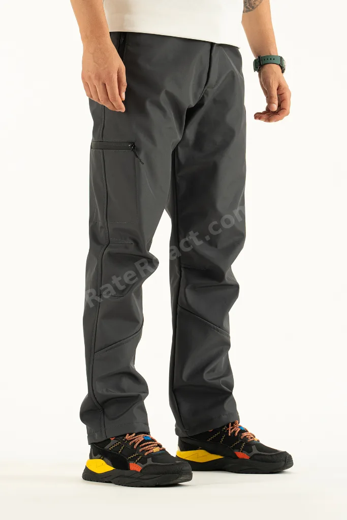 Erkek Gri İçi Polar Su İtici Rüzgar Geçirmez Kışlık Softshell Outdoor Pantolon