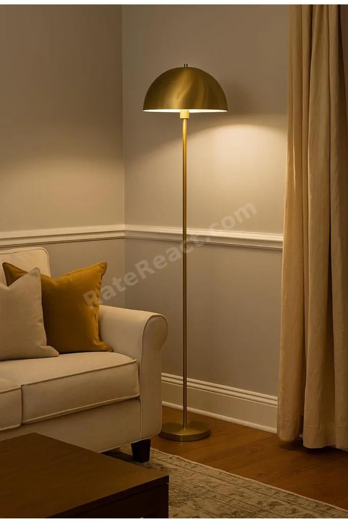Modern Tasarım Mars Dekoratif Lambader Ayaklı Abajur Metal Eskitme Gold