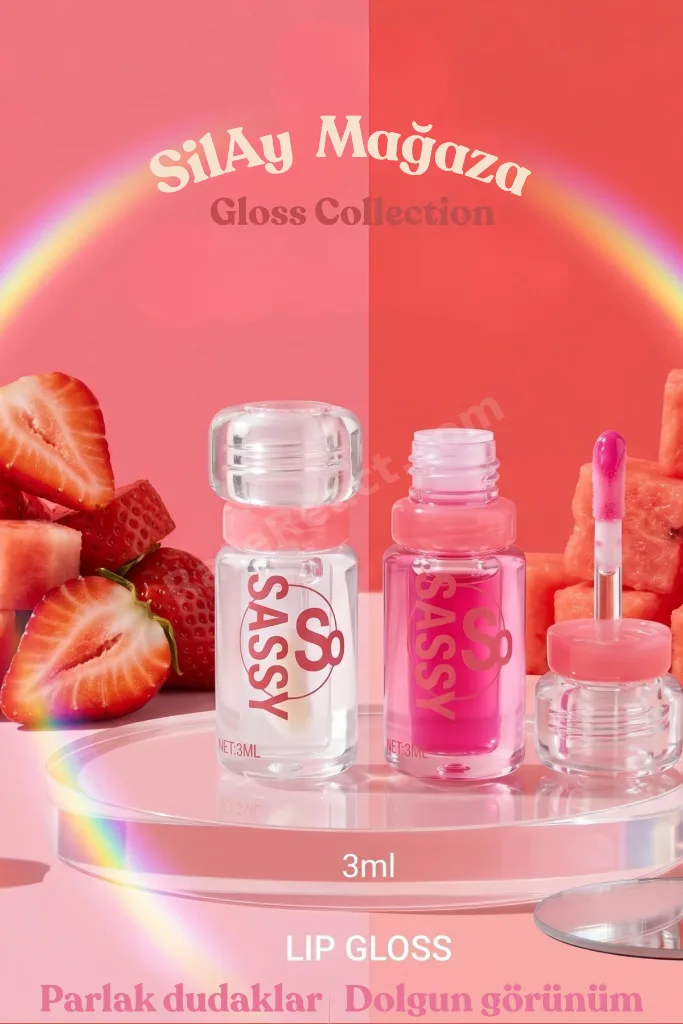 Meyve Kokulu Dudak Parlatıcısı 3 ML - E Vitaminli Nemlendirici Gloss - Parlak ve Hafif Yapılı Lip Gloss