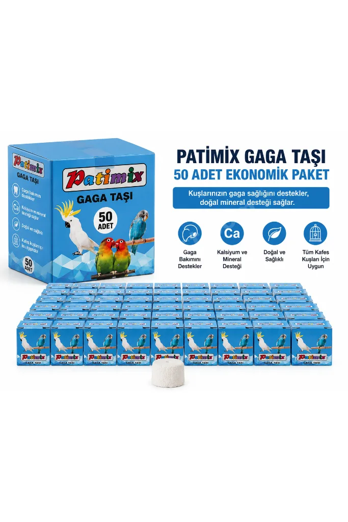 Gaga Taşı 50 Adet Ekonomik Paket Kuş Mineral ve Kalsiyum Desteği Muhabbet Kuşu Papağan Gaga Taşı