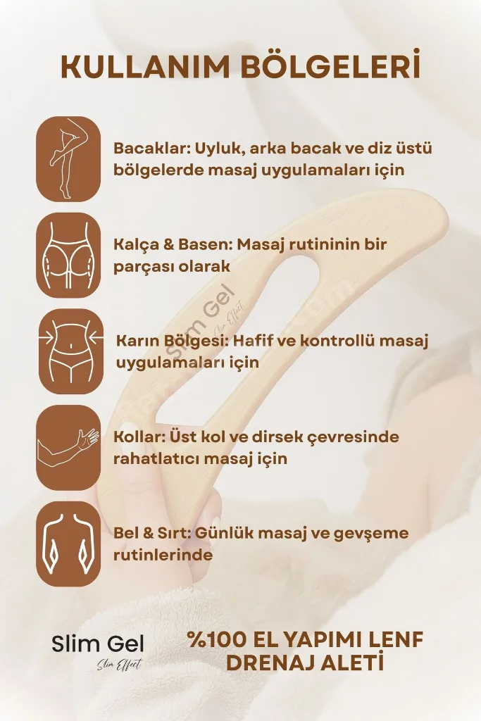 %100 Doğal Ahşap El Yapımı Lenf Masaj Aleti | Selülit Karşıtı Ahşap Masaj Aleti